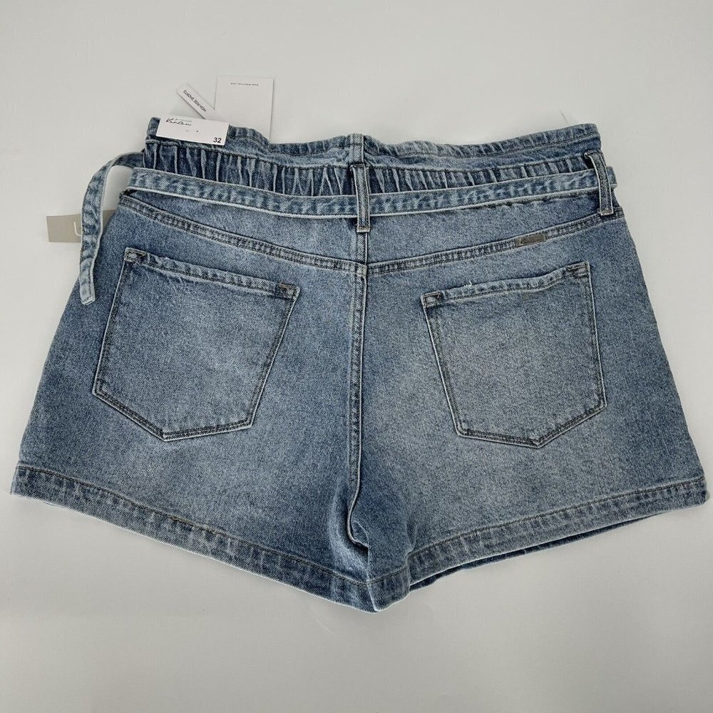 NWT Kancan Women's 90s High Rise Belted Acid Blue Wash Paper bag Waist Size 32 - Picture 6 of 11